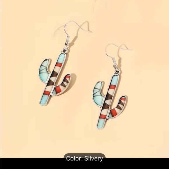 NWT Western Turquoise earrings Aztec Cactus Design
Zinc Alloy Silver Plated - Picture 4 of 5